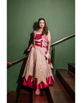 Ivory n fuscia pink lehanga
