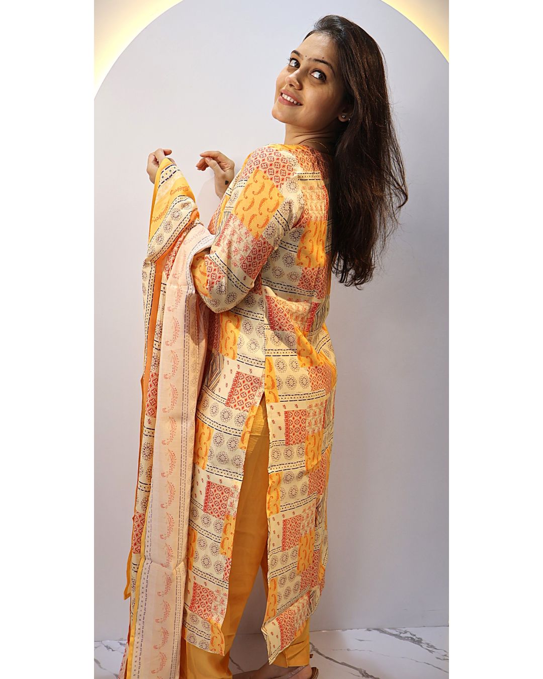 Yellow orange 3 Piece Dress