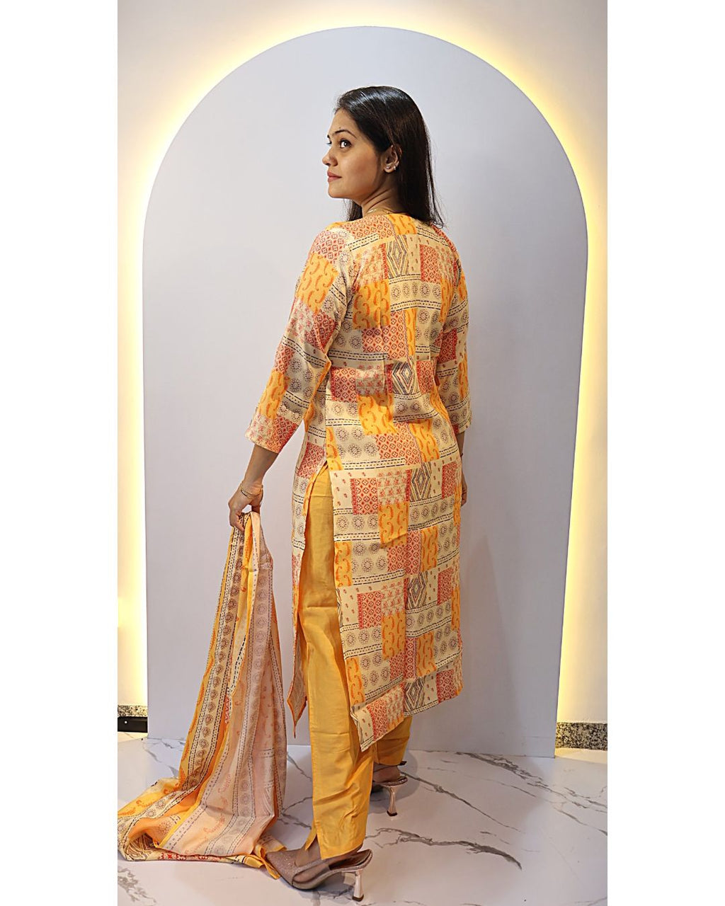 Yellow orange 3 Piece Dress