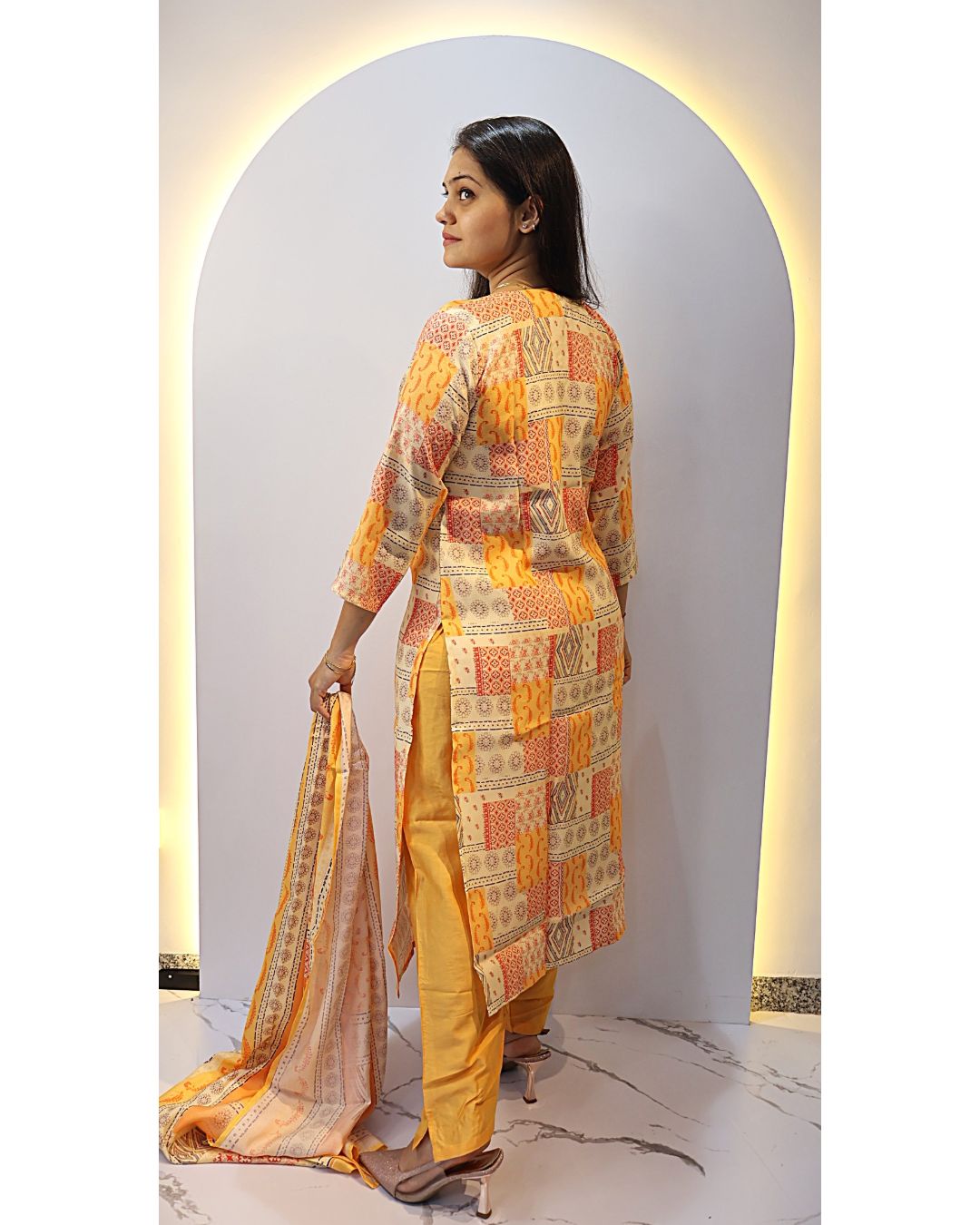 Yellow orange 3 Piece Dress