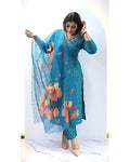 Peacock Blue 3 Piece Dress