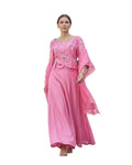 Pink Gwon with multicolour color handwork