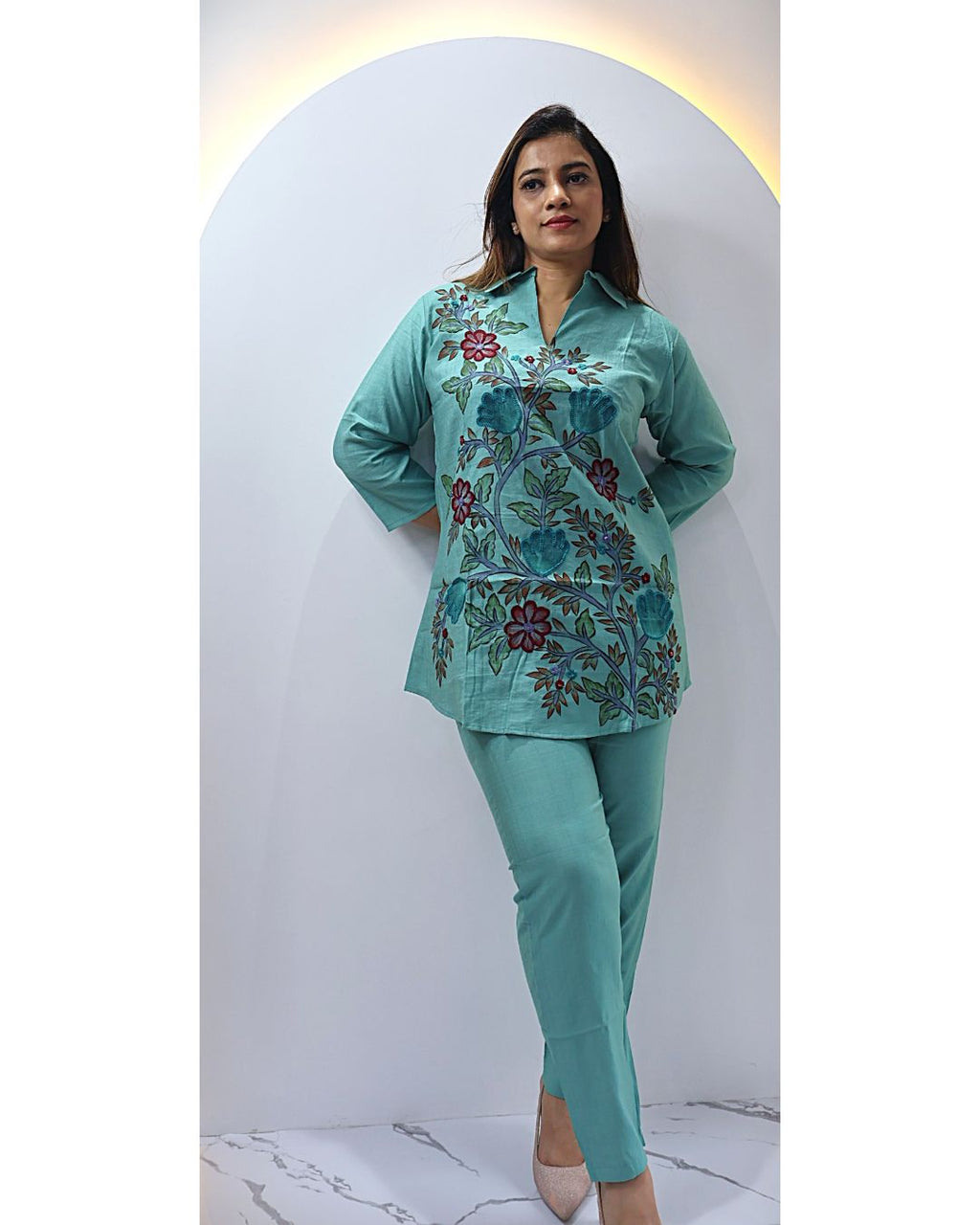 Green hand painted Co-ord set