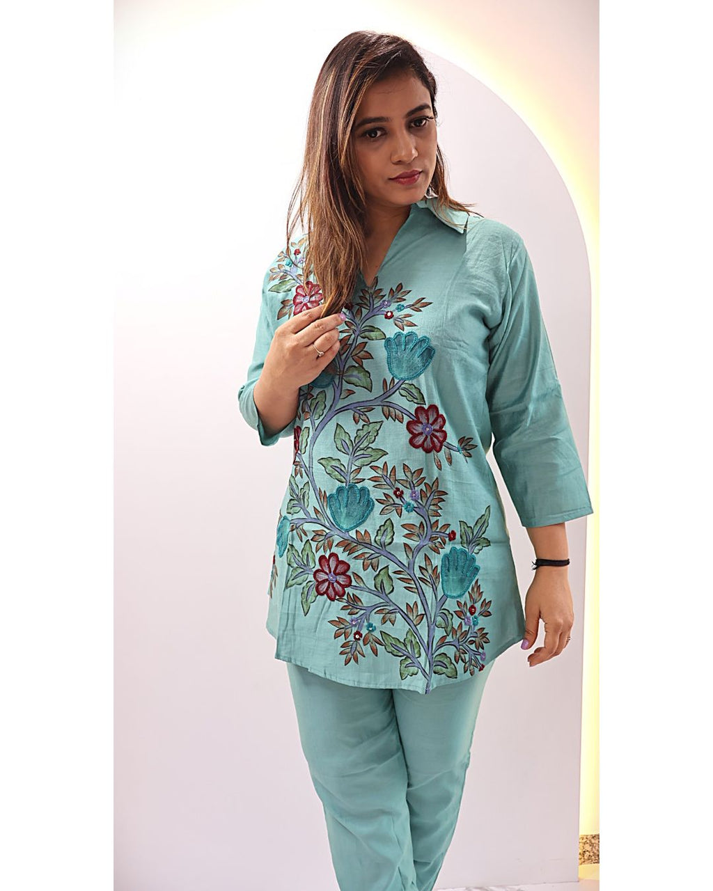 Green hand painted Co-ord set