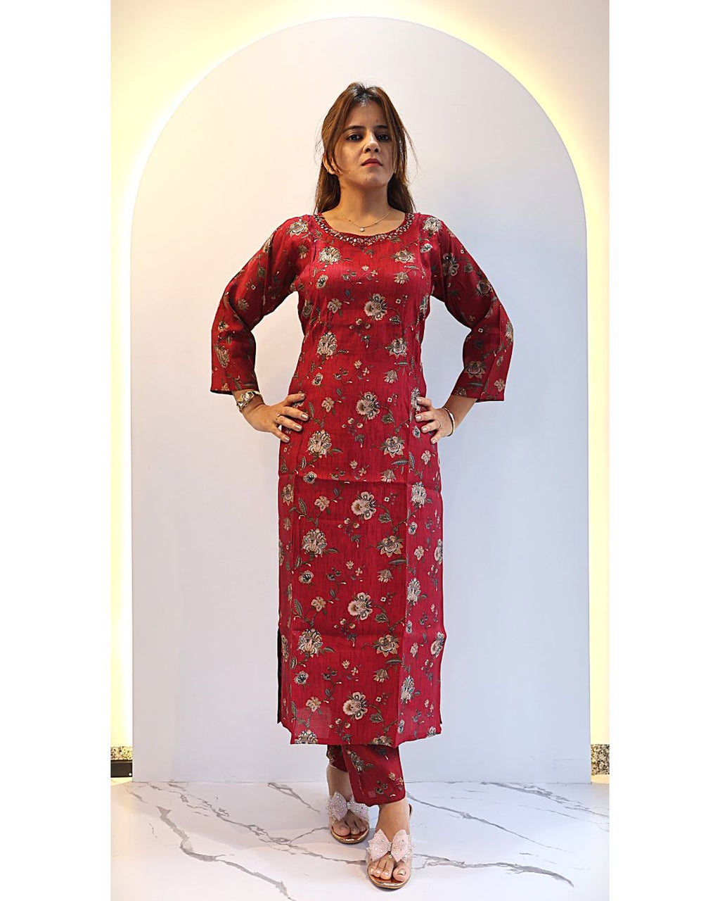 Red 2 piece set Tunic Set