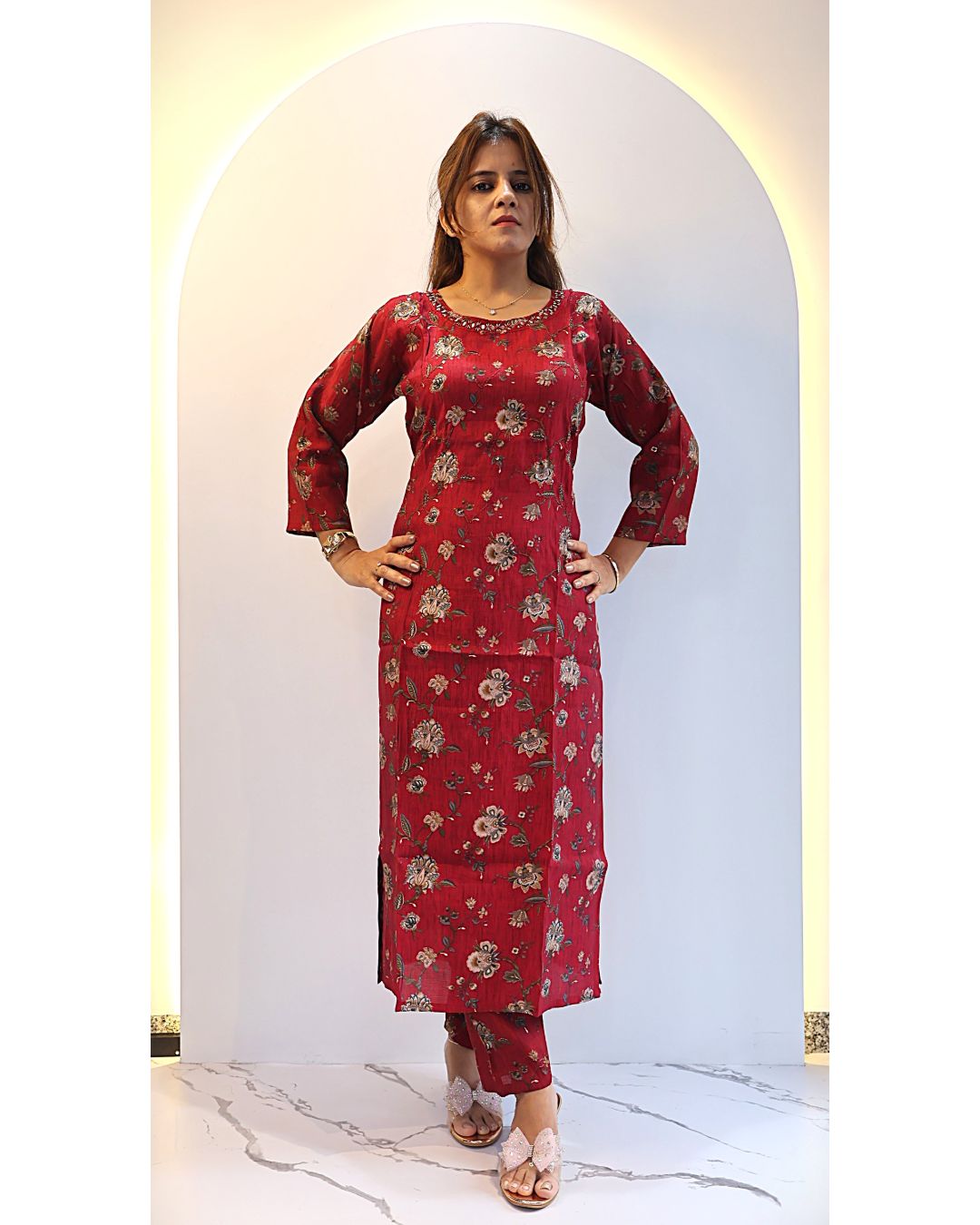 Red 2 piece set Tunic Set