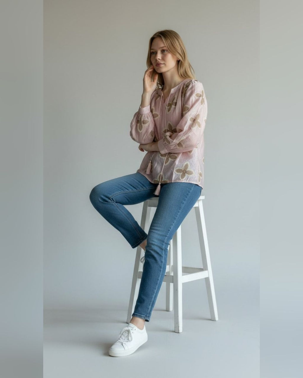 Collar Shirt with Thread Work