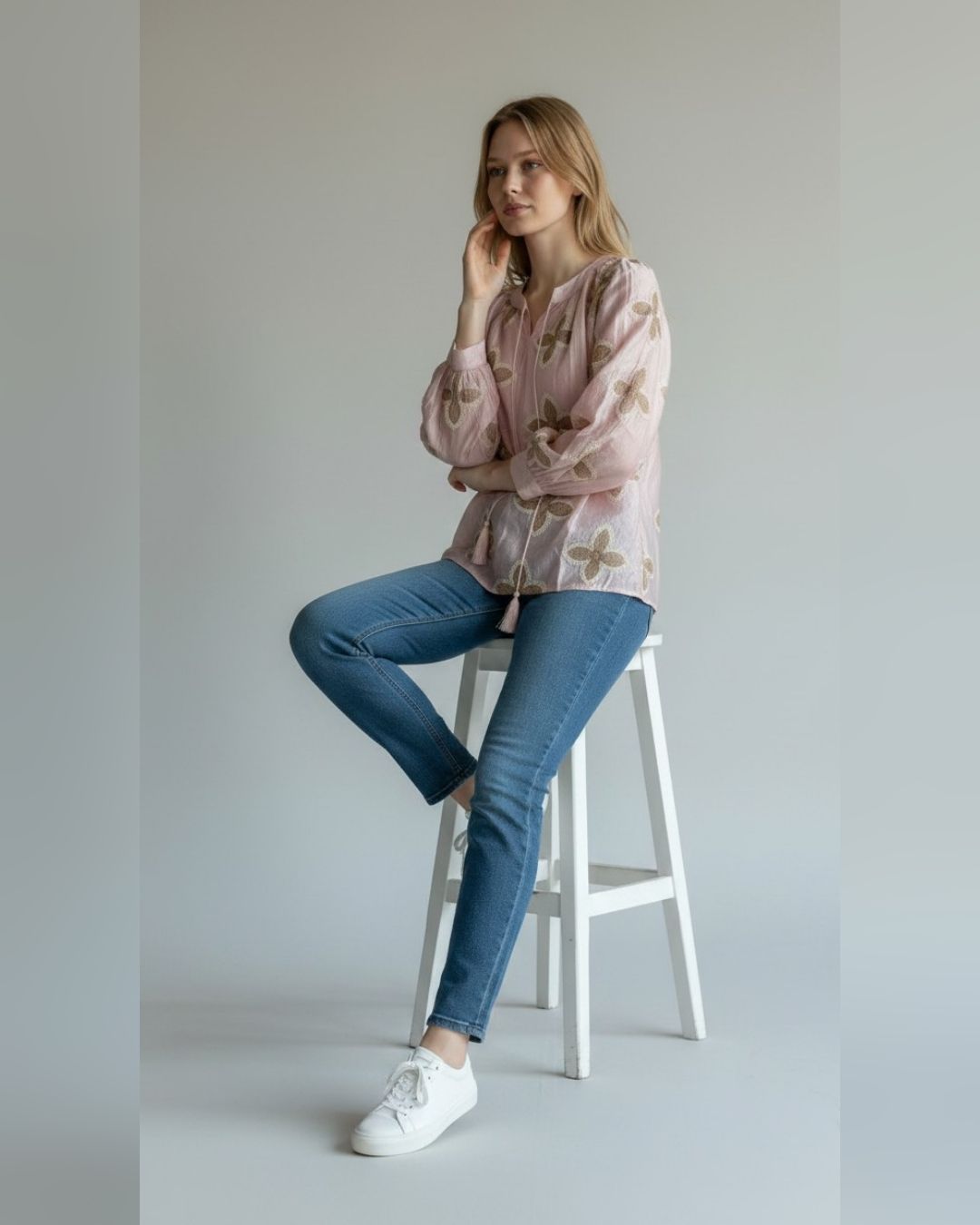 Collar Shirt with Thread Work