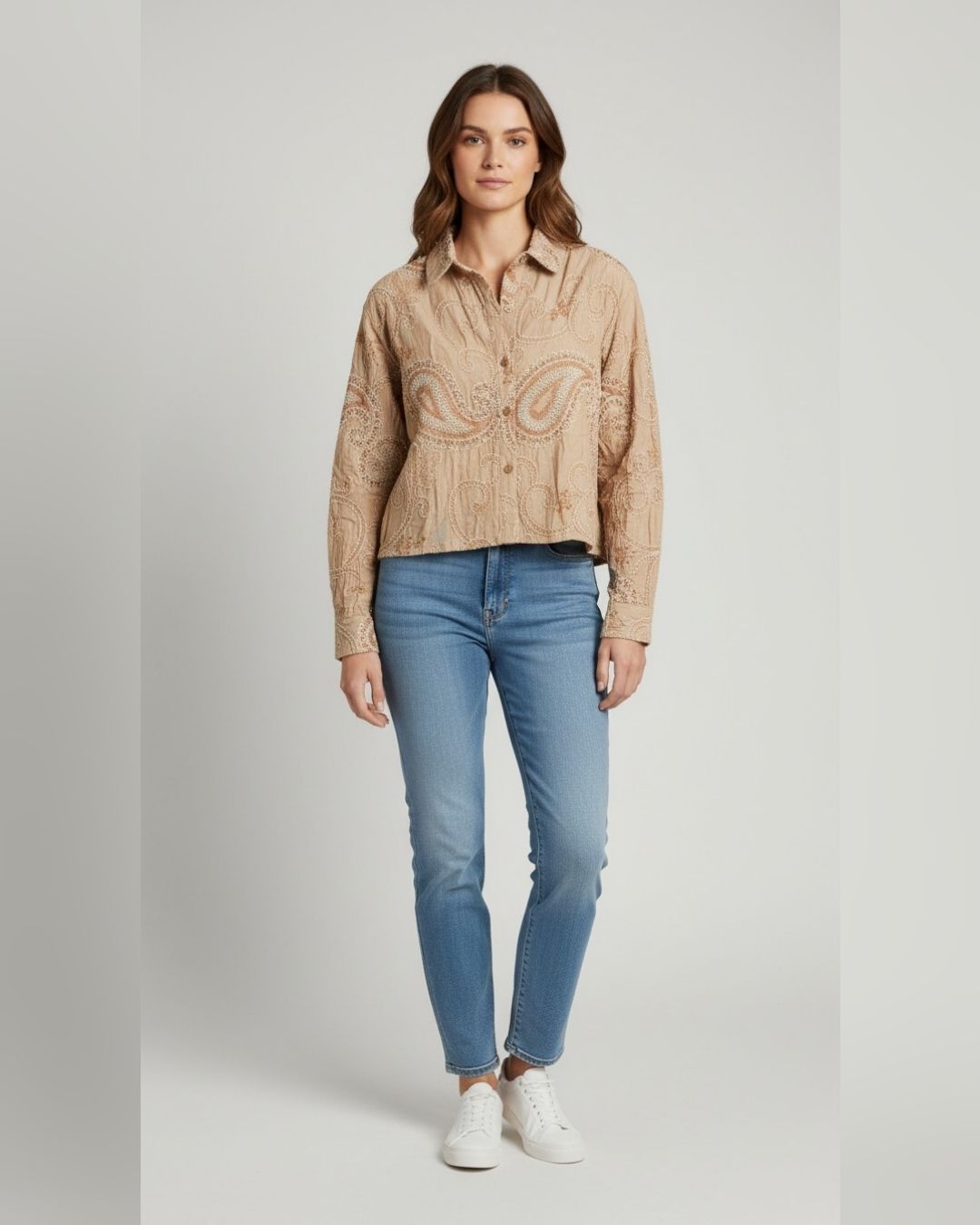 Collar Shirt with Thread Work